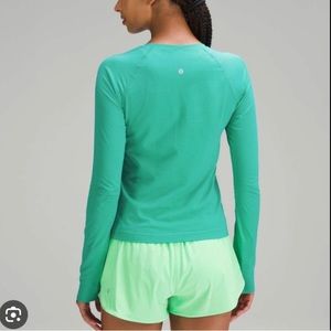 Lululemon Kelly Green Race Length Swiftly Tech Long Sleeve Shirt